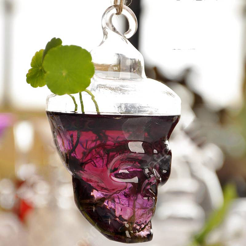 Hanging Glass Skull Vase