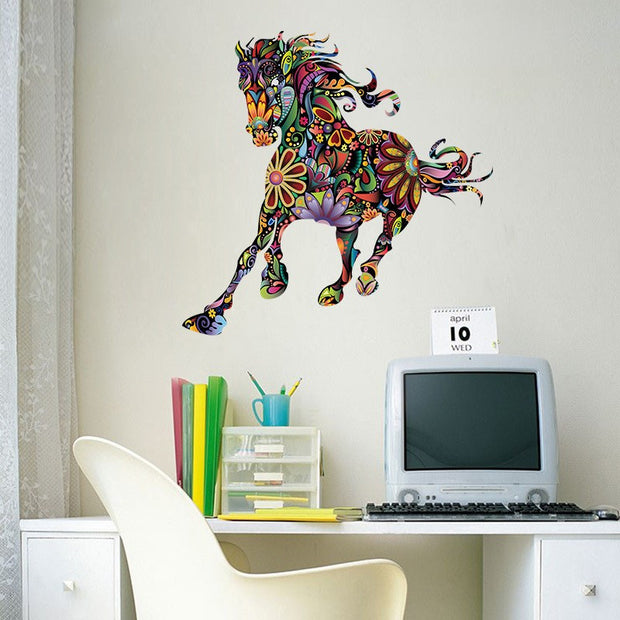 Colorful Flower Pattern Horse - Wall Decal