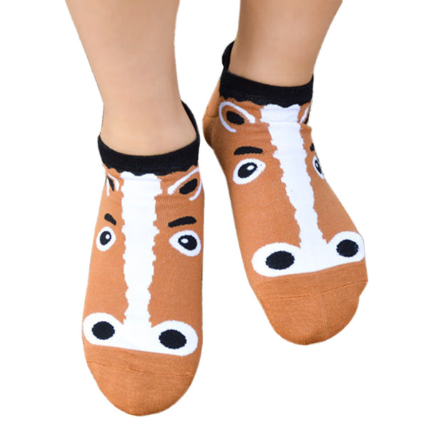 Brown Horsey Face Ankle Socks (ladies)