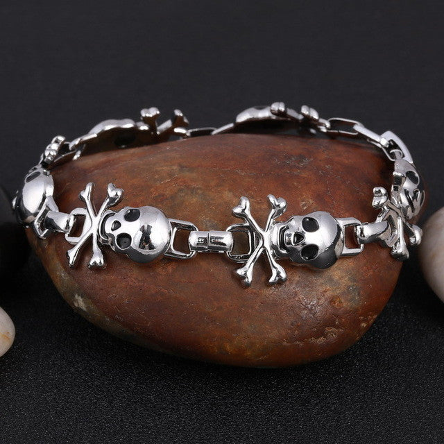 Stainless Steel Skull Charm Bracelet