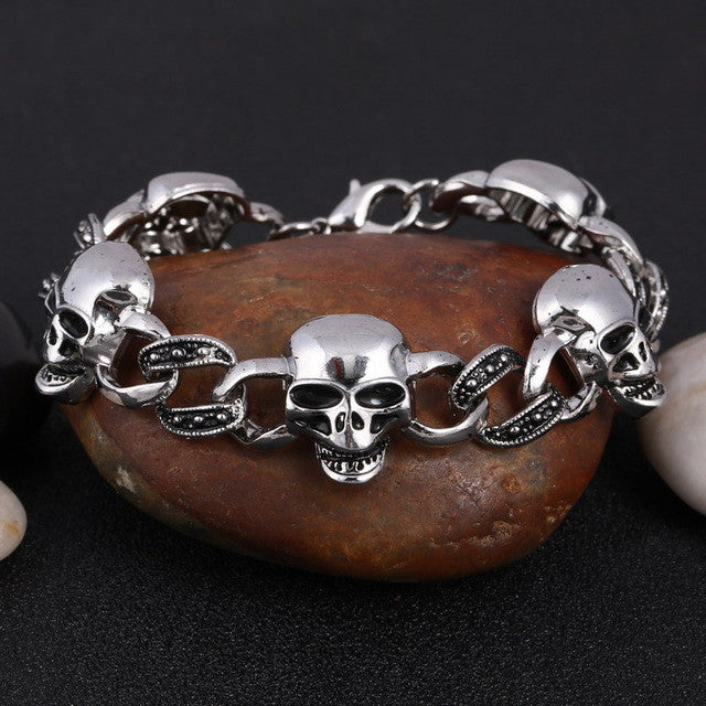Stainless Steel Skull Charm Bracelet